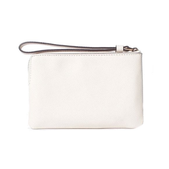 Coach Crossgrain Leather Corner Zip Wristlet-Gold/Chalk - Picture 2 of 5